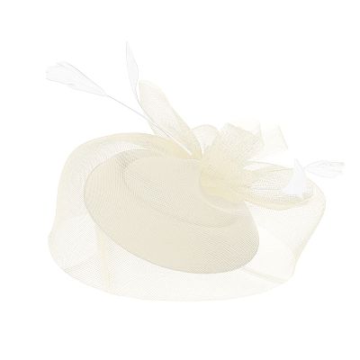 MILAX Women's Vintage Fascinator Hat with Feather, Mesh Veil, Headband and Hair Clip