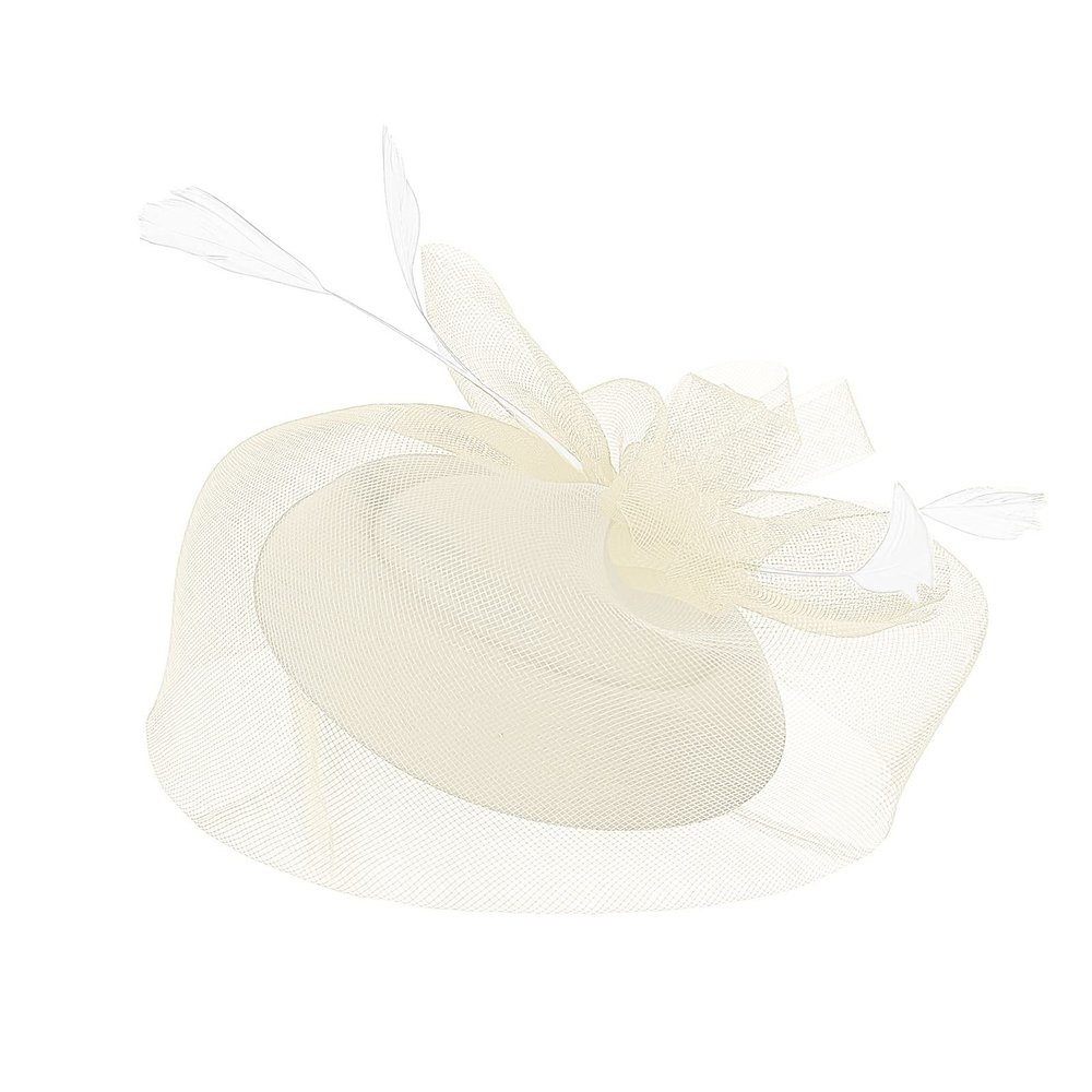MILAX Women's Vintage Fascinator Hat with Feather, Mesh Veil, Headband and Hair Clip