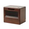 Wooden Makeup Organizer and Cosmetic Storage Box with Lid and Mirror view 1