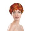 Reusable Shower Cap for Women with Long Hair, Autumn Forest Print view 3