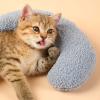 TITA-DONG Cute Cat Pillow for House Cats, Soft Plush Calming Cushion, U-Shaped Half Donut Neck Support Pillow, Dog Bed, Puppy Pillow (White) view 3
