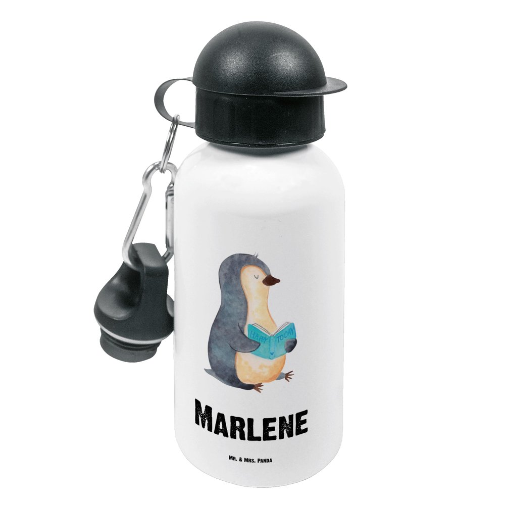Mr. & Mrs. Panda Personalized Kids' Water Bottle, Penguins Cuddling, with Name Engraving