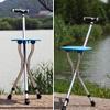 HWSY Portable Folding Cane Seat for Seniors, 2-in-1 Height-Adjustable Walking Cane with LED Light view 2
