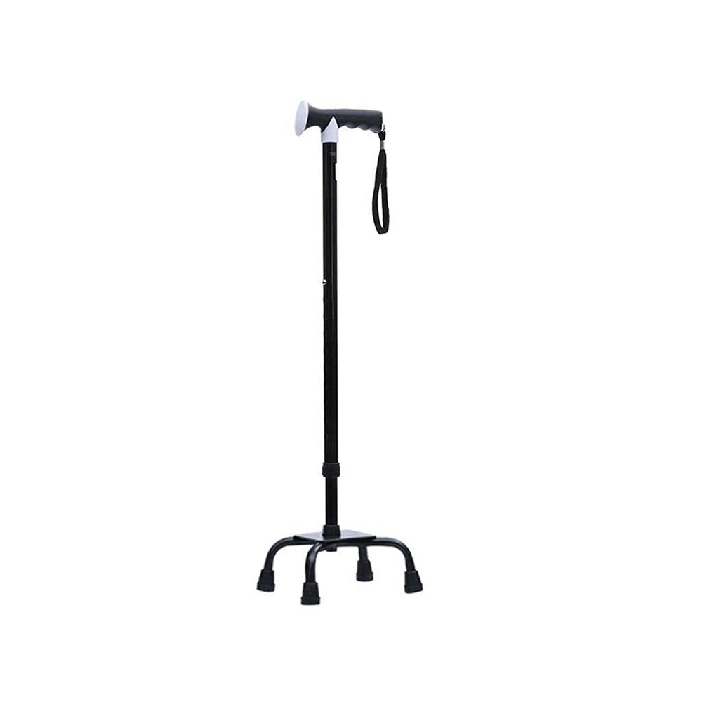 HWSY Adjustable Non-Slip Telescoping Aluminum Cane with 4-Leg Base