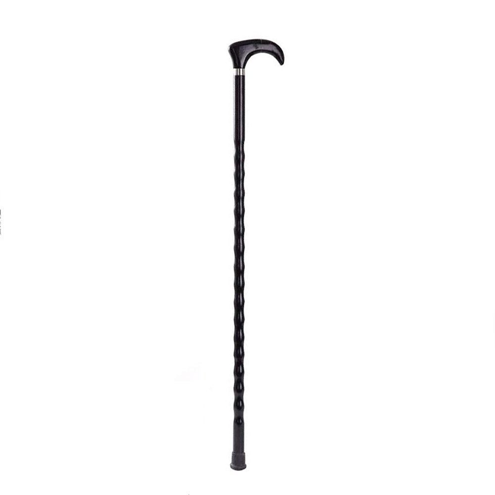 HWSY Walking Cane, Solid Wood, Non-Slip, Black, 92 cm