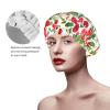 Tropical Cherry Watercolor Shower Cap for Women, Reusable Double-Layer Waterproof Cap with Soft PEVA Lining view 4