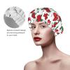 Old School Rose Cherry Bow Double-Layer Shower Cap for Women view 4