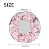 Pink Watercolor Flowers and Leaves Shower Cap for Women view 3