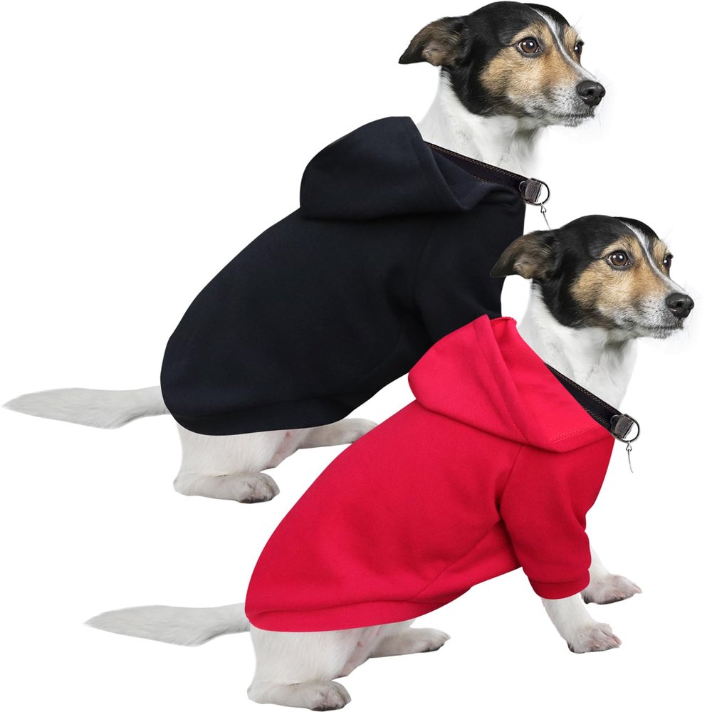 HuaLiSiJi Dog Hoodie for Small Dogs, Warm and Lightweight, Soft Texture, Black + Red, XL