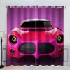 AKATIE Kids' Room Race Car Pink Car Blackout Curtains, 2-Piece Set, 59 x 65 in view 1