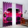 AKATIE Kids' Room Race Car Pink Car Blackout Curtains, 2-Piece Set, 59 x 65 in view 2