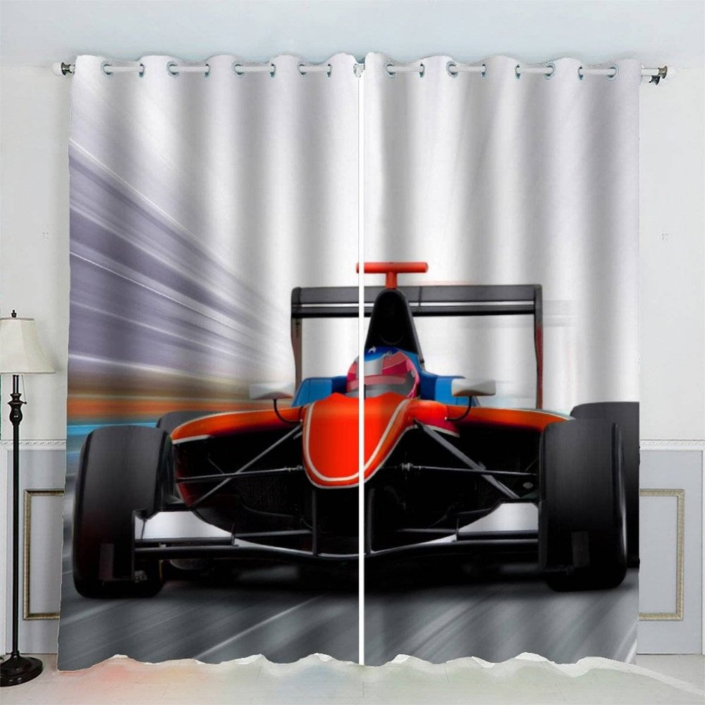 AKATIE Formula 1 Car Curtain, Thermal Blackout, 2-Piece, 3D Printed, 220 x 215 cm