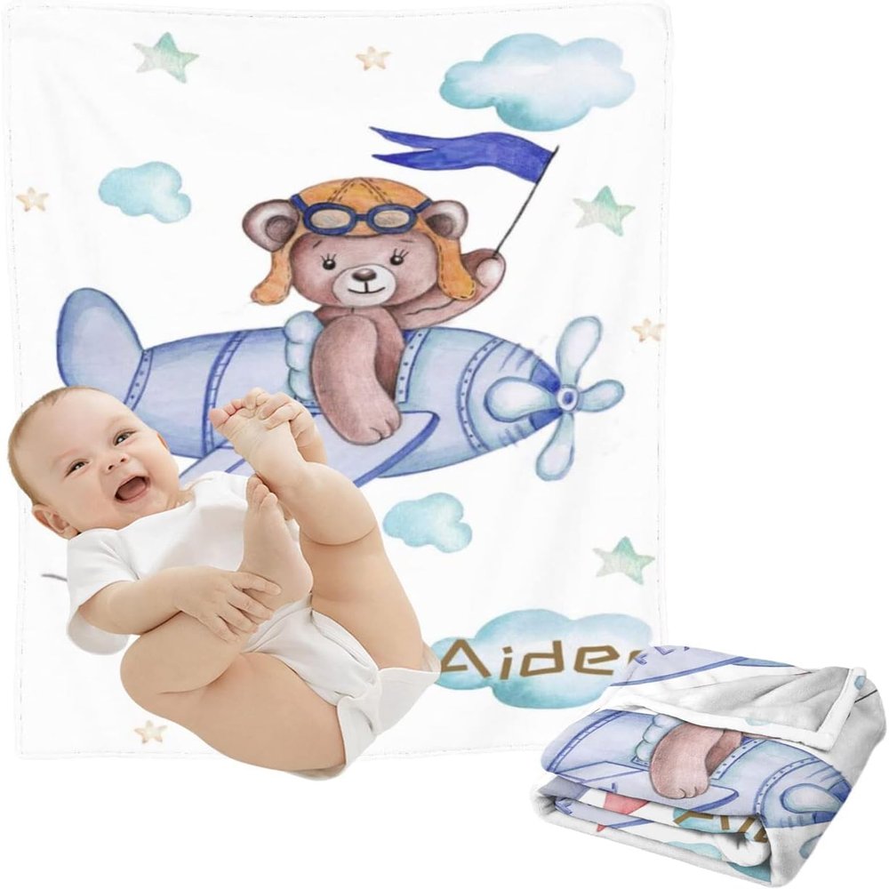 YGFADH Personalized Baby Blanket with Name and Design Color, Soft Flannel Blanket for Boys and Girls (Baby Blanket 7)