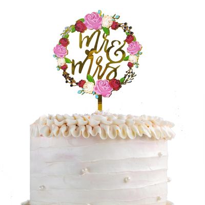 Wedding Cake Topper, Mr & Mrs Acrylic Cake Decoration