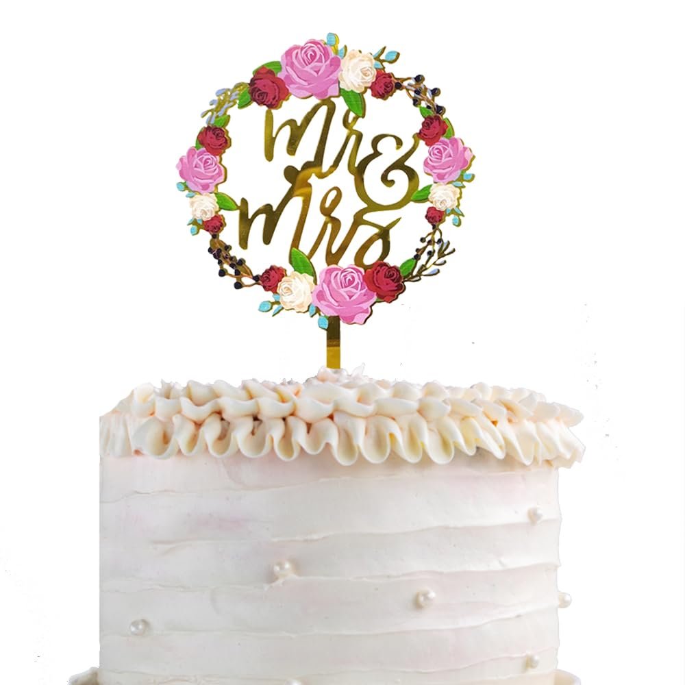 Wedding Cake Topper, Mr & Mrs Acrylic Cake Decoration