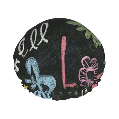 Live Love Waterproof Shower Cap with Chalkboard Print