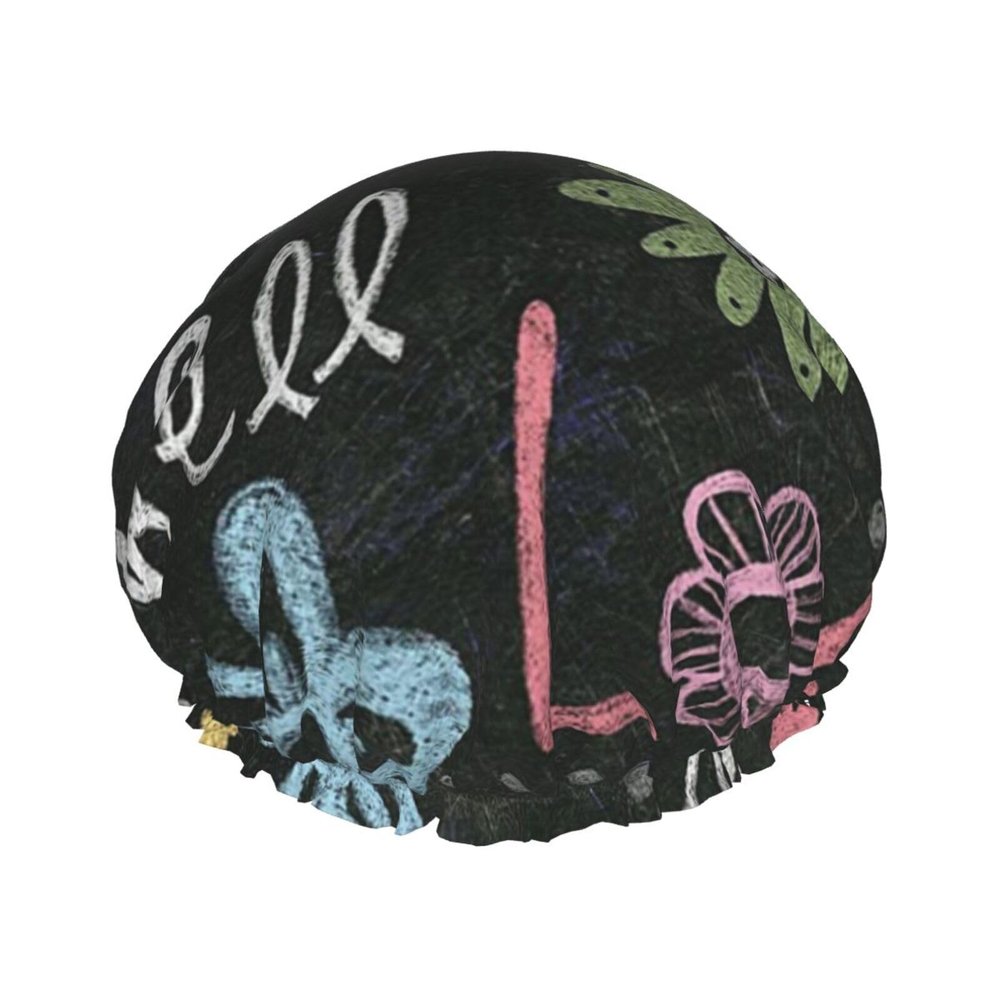 Live Love Waterproof Shower Cap with Chalkboard Print