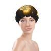 Gold Rose Print Women's Reusable Waterproof Shower Cap view 3