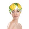 Lemon Yellow Tree-Print Shower Cap for Women, Adjustable and Double-Layer Waterproof view 3