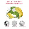 Lemon Yellow Tree-Print Shower Cap for Women, Adjustable and Double-Layer Waterproof view 4