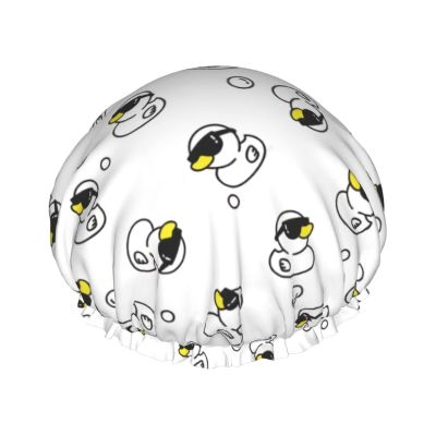 Women's Adjustable Duck Sunglasses Shower Cap, Double Waterproof, Reusable Hair Protection