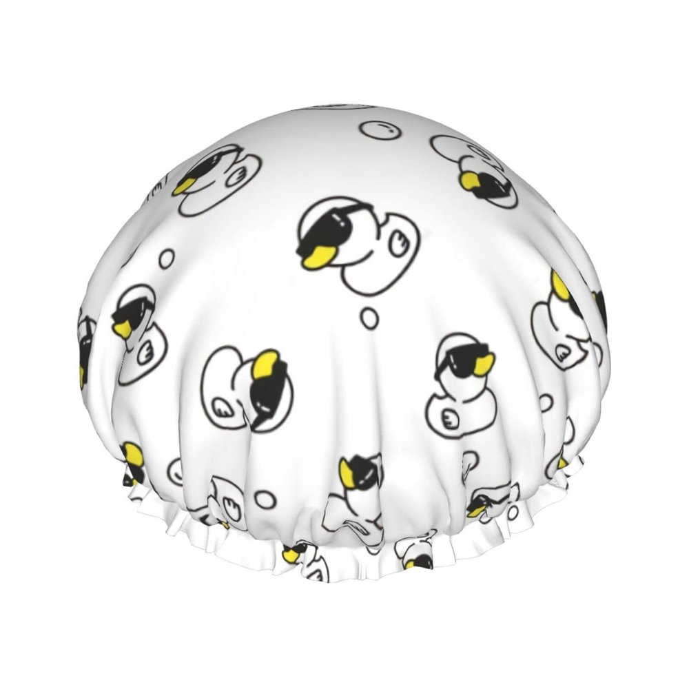 Women's Adjustable Duck Sunglasses Shower Cap, Double Waterproof, Reusable Hair Protection