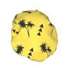 Yellow Palm Shower Cap for Women, Adjustable and Double-Layer Waterproof view 2