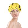 Yellow Palm Shower Cap for Women, Adjustable and Double-Layer Waterproof view 3