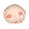 Pink Mushroom Shower Cap for Women, Adjustable, Double-Layer Waterproof view 1