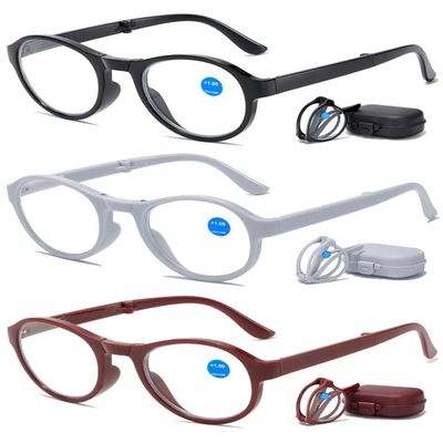 VEVESMUNDO Round Blue-Light-Blocking Folding Reading Glasses, 3-Pack, +1.5