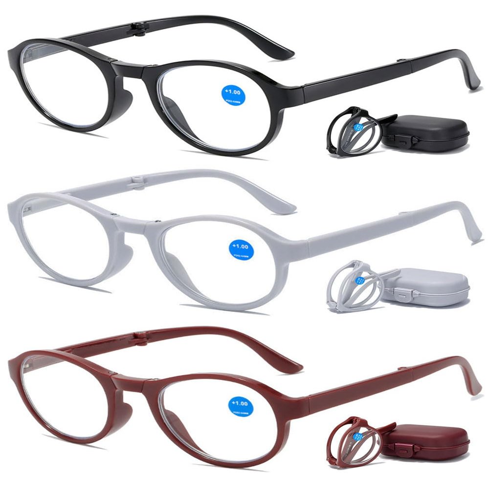 VEVESMUNDO Round Blue-Light-Blocking Folding Reading Glasses, 3-Pack, +1.5