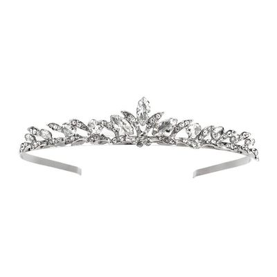 Silver-Tone Crystal Tiara with Sparkling Rhinestones