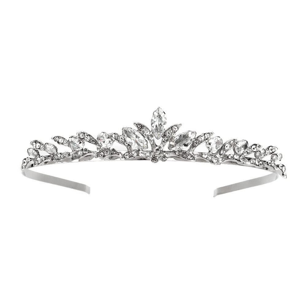 Silver-Tone Crystal Tiara with Sparkling Rhinestones