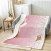 Pink Ombre Geometric Fleece Blanket, 130 x 150 cm, Rose Gold Sequin Print Sherpa Throw view 2