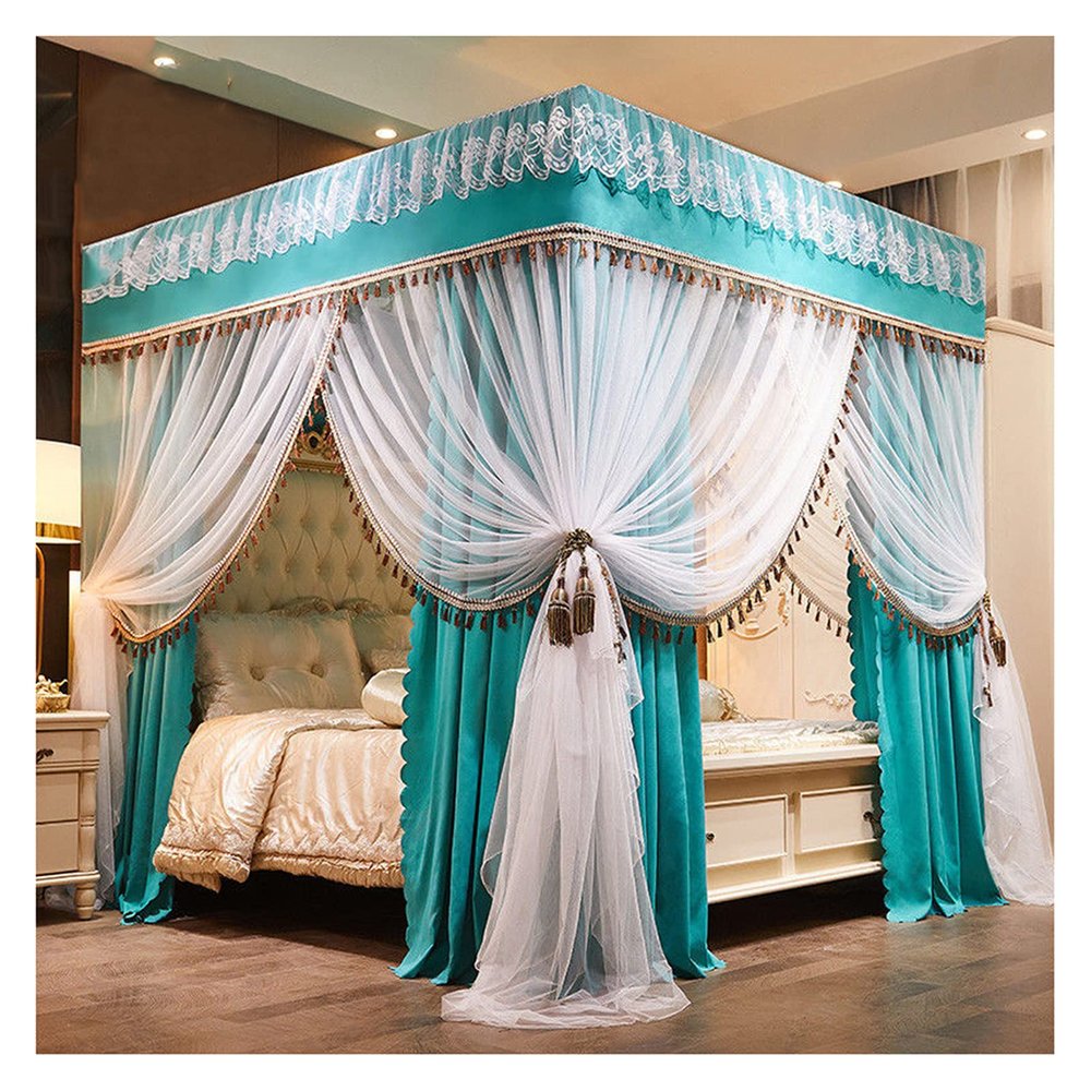 BUJOG Princess Bed Canopy Mosquito Net with Metal Support, 1.5 x 2 m