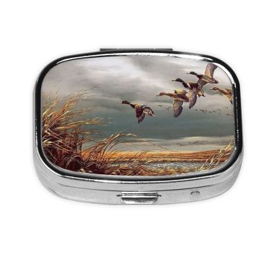 Printed Flying Wild Ducks Pill Case with 3 Compartments