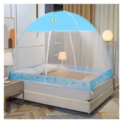 Portable Mosquito Net with Floor, Foldable Design, Light Blue, Size 15
