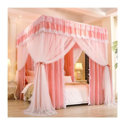 BUJOG Pink Princess-Style Bed Canopy Mosquito Net, 150 x 200 x 200 cm