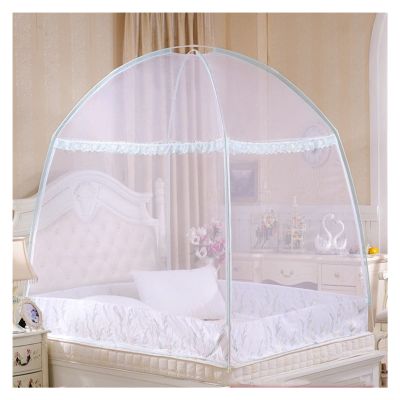 BUJOG Pop-Up Bed Canopy Net Tent, 3-Sided, with Mesh Floor, Portable Foldable Travel Design, White, 1.2 m