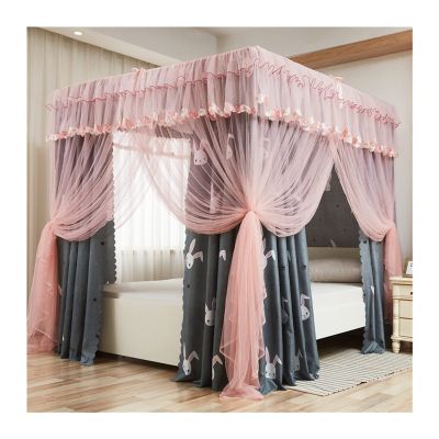 BUJOG Bed Canopy for Girls, Princess Room Decor, Bed Curtain, 4-Post Stainless Steel Frame, Mosquito Net (Size: 200 x 220 x 200 cm)