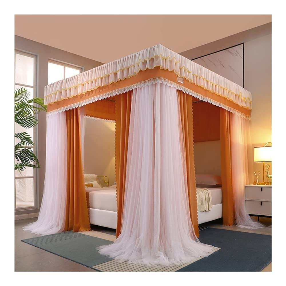 Mosquito Net for 2 m Wide Beds, Year-Round Bed Canopy with Metal Stand, Luxurious Princess-Style Bed Curtain (Color: Style 9, Size: 2 x 2.2 x 2 m)