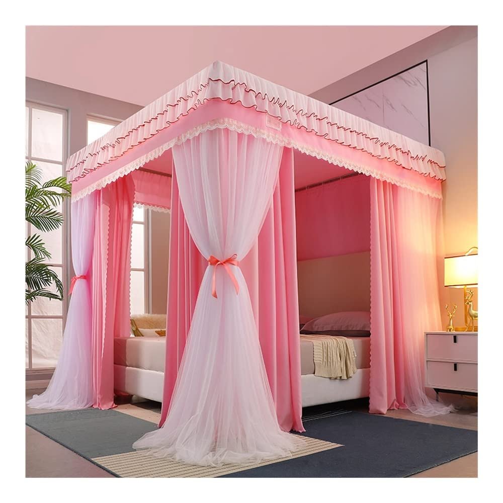 Mosquito Net for 2 m Wide Beds, All-Season Bed Canopy with Metal Stand, Luxurious Princess-Style Bed Curtain (Color: Style 1, Size: 2 x 2.2 x 2 m)