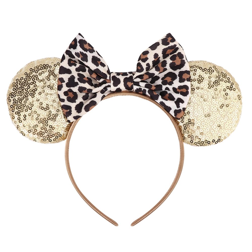 DRESHOW Mouse Ears Bow Headband, Glitter Party Cosplay Accessory