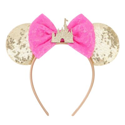 DRESHOW Mouse Ears Bow Headband, Glitter Cosplay Accessory for Girls and Women