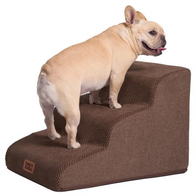 EHEYCIGA Dog Stairs for Small Dogs, 40 cm High, 3 Steps, Brown