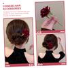 Red Rose Hair Stick with Rhinestones for Women view 3
