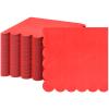 Fuutreo Red Cocktail Napkins, 2-Ply, Scalloped Edge, 5 x 5 in Folded, 200 Count view 1