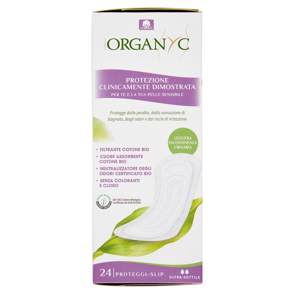 Organyc Ultra-Thin Pads for Urinary Leakage, 100% Certified Organic Cotton, 24 Count