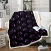 Homewish Purple Unicorn Fleece Blanket 100 x 130 cm, Neon Unicorn Throw Blanket, Cartoon Horse Sherpa Blanket, Girly Horse Fuzzy Blanket, Soft Lightweight Plush Blanket for Bedroom Decor, Black view 1