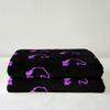 Homewish Purple Unicorn Fleece Blanket 100 x 130 cm, Neon Unicorn Throw Blanket, Cartoon Horse Sherpa Blanket, Girly Horse Fuzzy Blanket, Soft Lightweight Plush Blanket for Bedroom Decor, Black view 3
